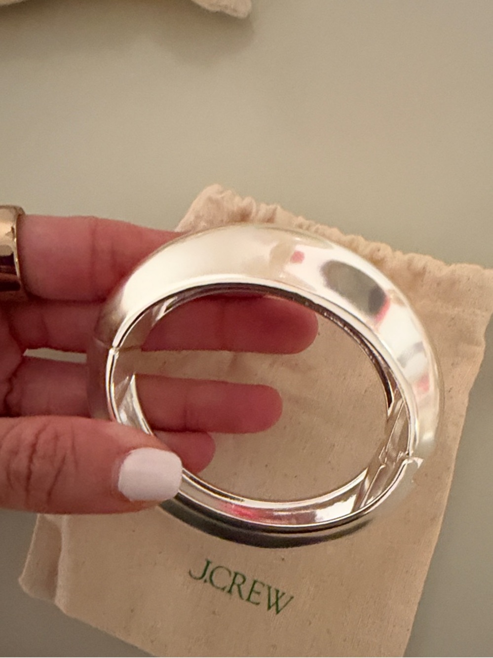 J. Crew Polished Silver-Tone Hinged Bangle Bracelet